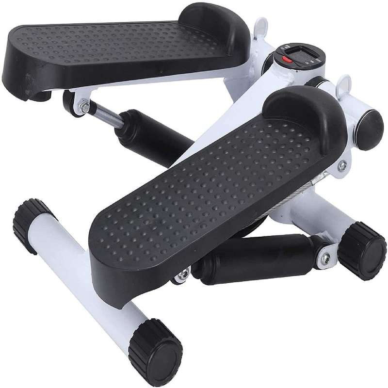 Fitness Exercise Stepper Bike with Resistance Bands-White & Black