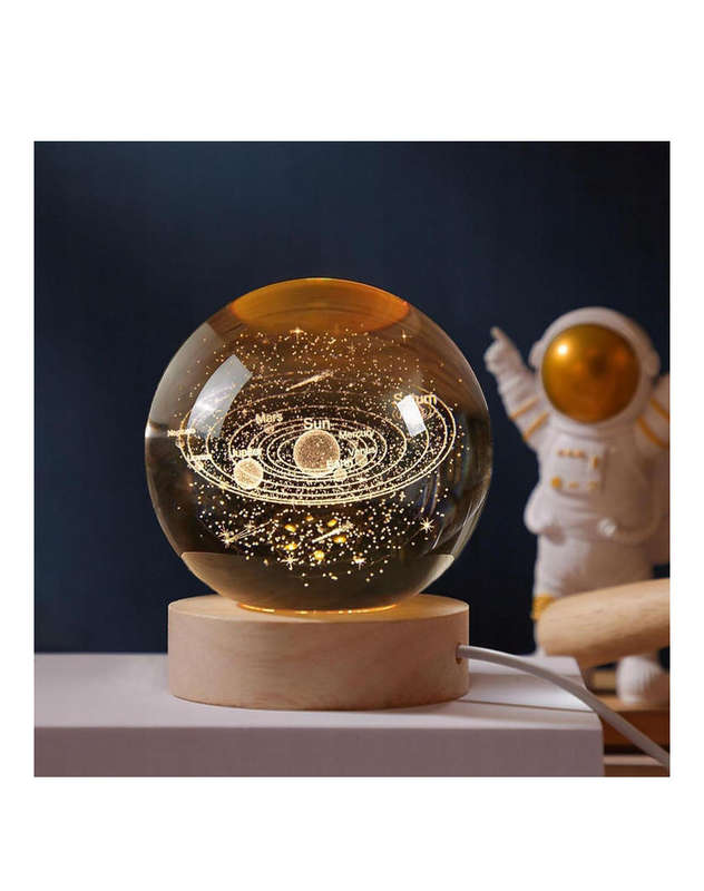 3D Solar System Crystal Ball Night Light Kids Bedroom Decor