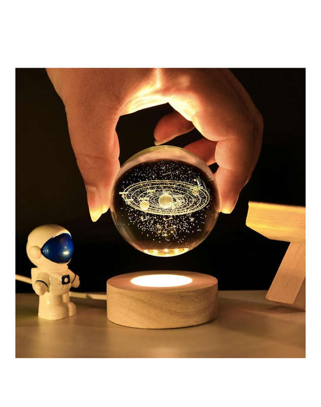 3D Solar System Crystal Ball Night Light Kids Bedroom Decor