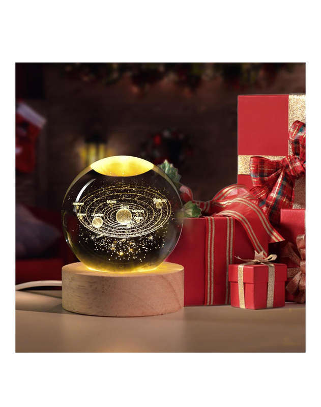3D Solar System Crystal Ball Night Light Kids Bedroom Decor