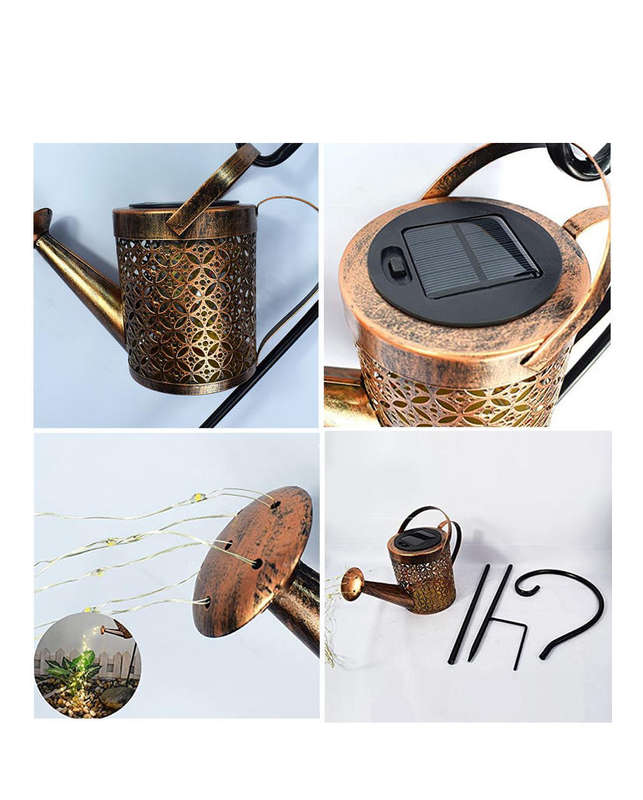 Outdoor Solar Iron Watering Can String Light Garden Light Garden Decoration
