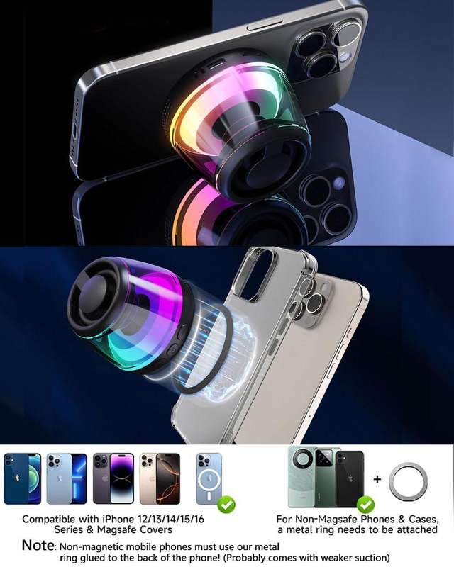 Magnetic Bluetooth Speaker, with RGB Light ,Suitable for multiple devices