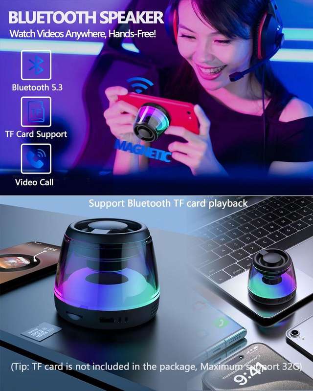 Magnetic Bluetooth Speaker, with RGB Light ,Suitable for multiple devices