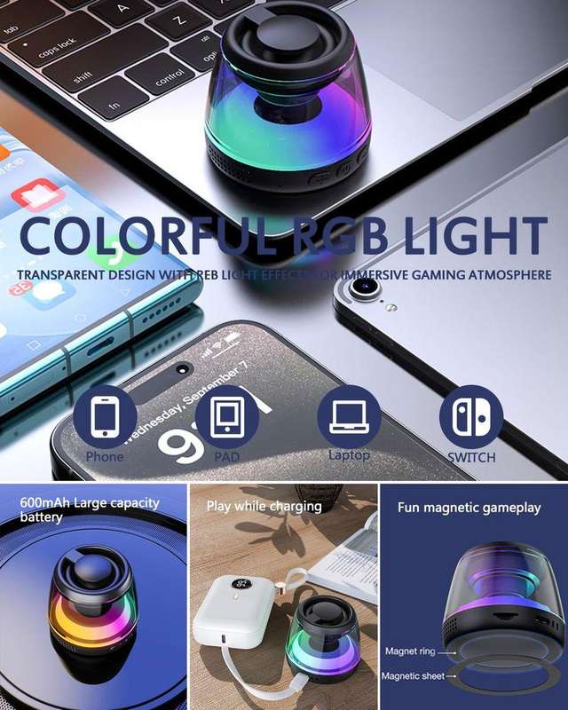 Magnetic Bluetooth Speaker, with RGB Light ,Suitable for multiple devices