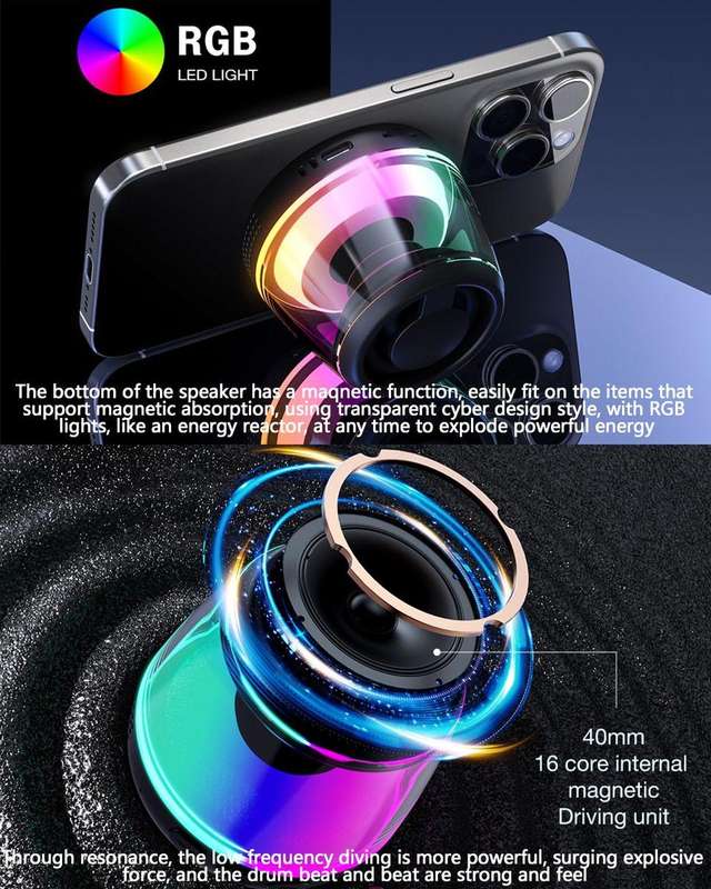 Magnetic Bluetooth Speaker, with RGB Light ,Suitable for multiple devices