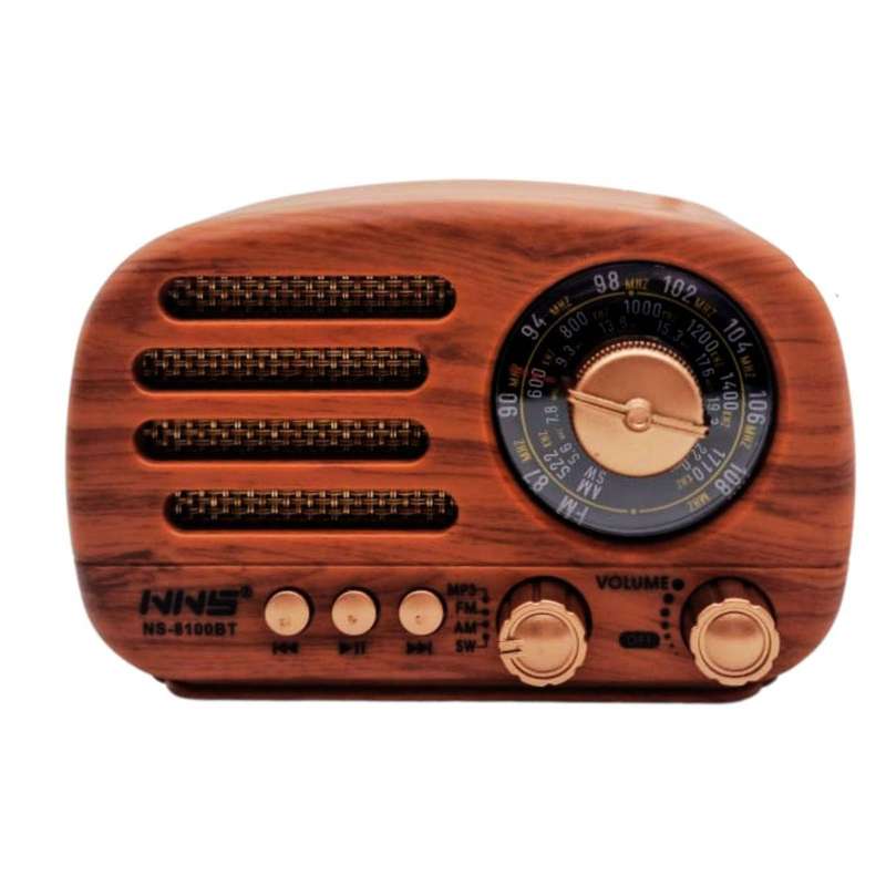 VinTage Style Rechargeable BT, Usb, TF, 3 Band Multi-Function Radio NS-8100