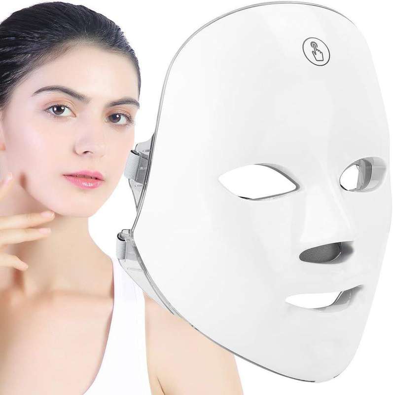 LED Face Mask Light Therapy, 7 LED Facial Skin Care Mask for All Skin Types