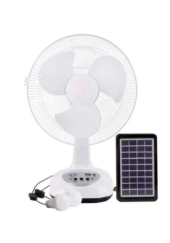 GD Times Rechargeable Solar Fan with LED Lights
