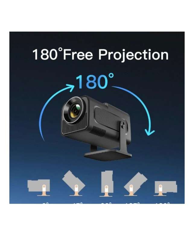 HY320 - 4K Android 11 Multi-Use Projector With 180 Degree Rotation - Black
