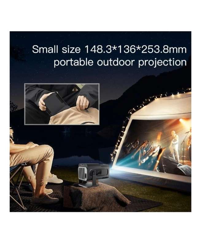 HY320 - 4K Android 11 Multi-Use Projector With 180 Degree Rotation - Black
