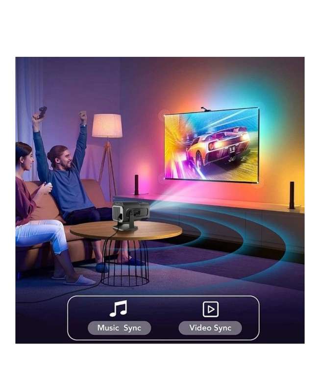HY320 - 4K Android 11 Multi-Use Projector With 180 Degree Rotation - Black