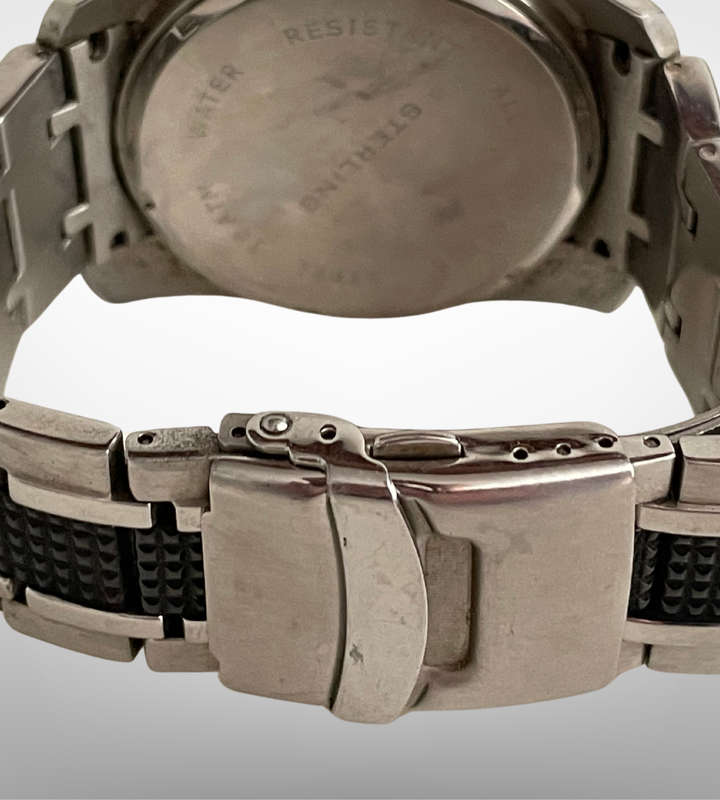 Men's Sterling Chronograph Watch  Heavy & Bold Design  Stainless Steel  Used Condition