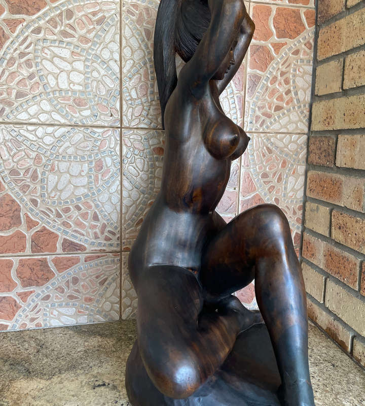 Large 77cm Hand-Carved Wooden Sculpture  Balinese Female Nude - Price Reduced