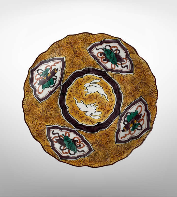 Rare Mid-20th Century Keizan Ware Plate  19cm, Mino Ware Shozan Kutani Decorated