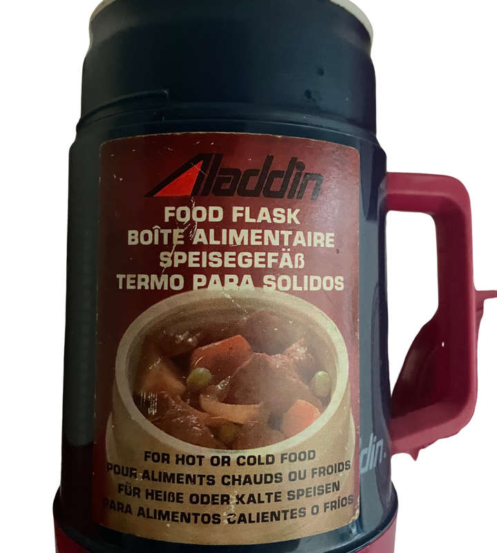 2x Vintage 1970s-80s Aladdin HY-LO Wide Mouth Thermos Flasks  Collectible Retro Pieces