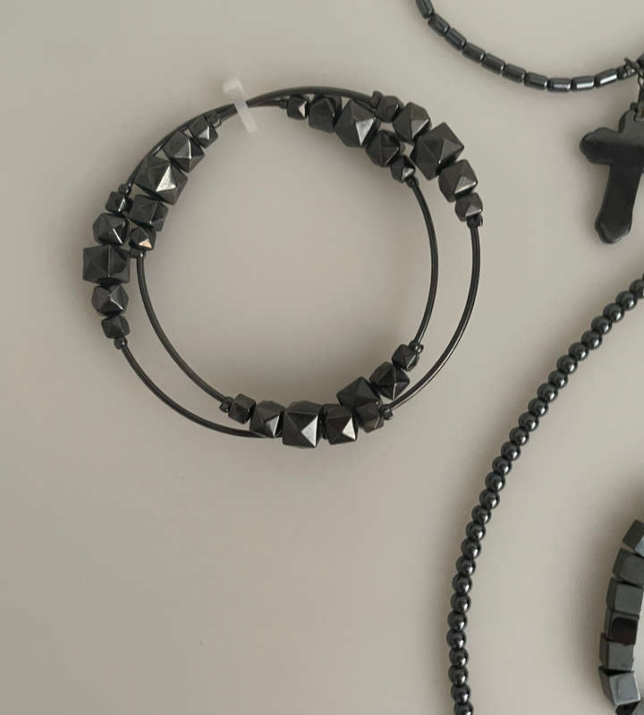 12-Piece Vintage Jewelry Set: Hematite Necklaces & Bracelets with Gunmetal Accents