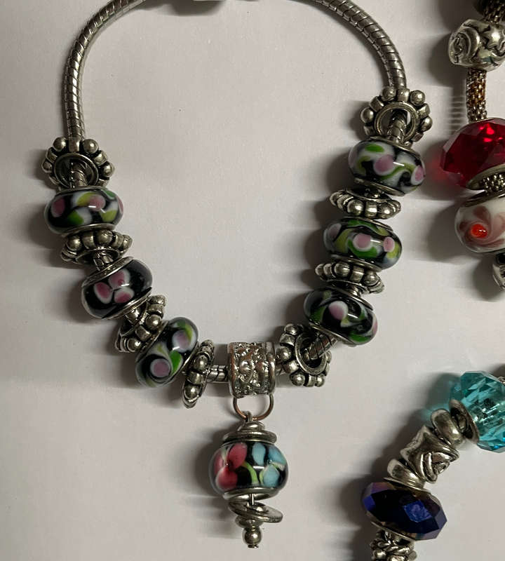 bracelets & necklace with assorted charms - 925 marked