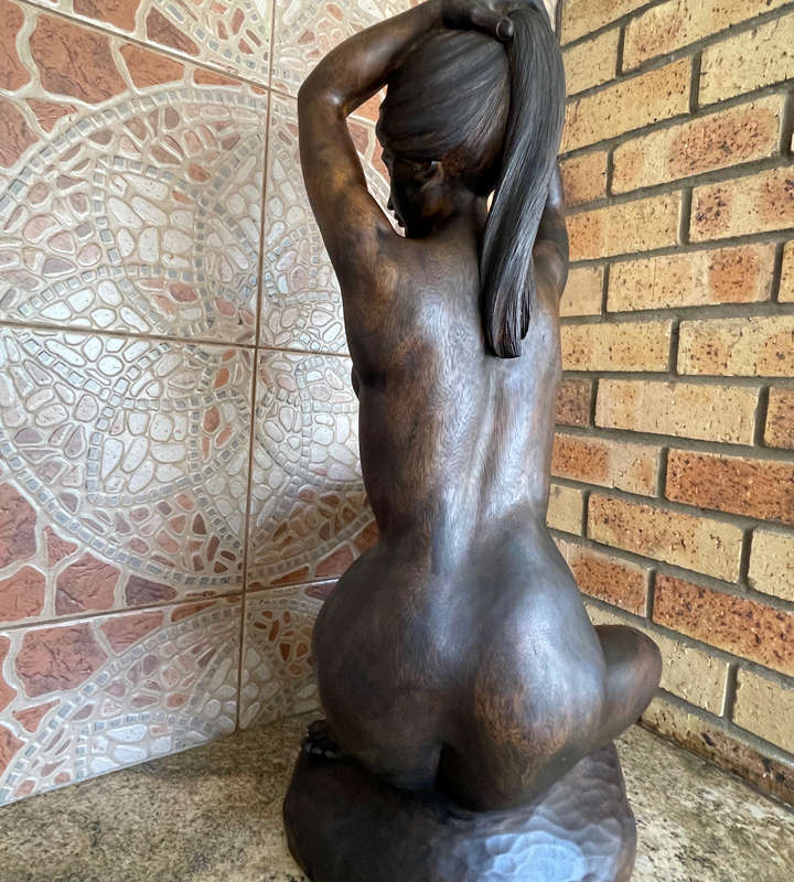 Large 77cm Hand-Carved Wooden Sculpture  Balinese Female Nude - Price Reduced
