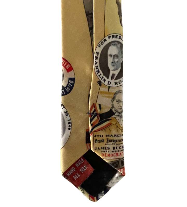 Vintage Museum Artifacts Democratic Presidential Campaign History Silk Men's Tie - Election Memorab