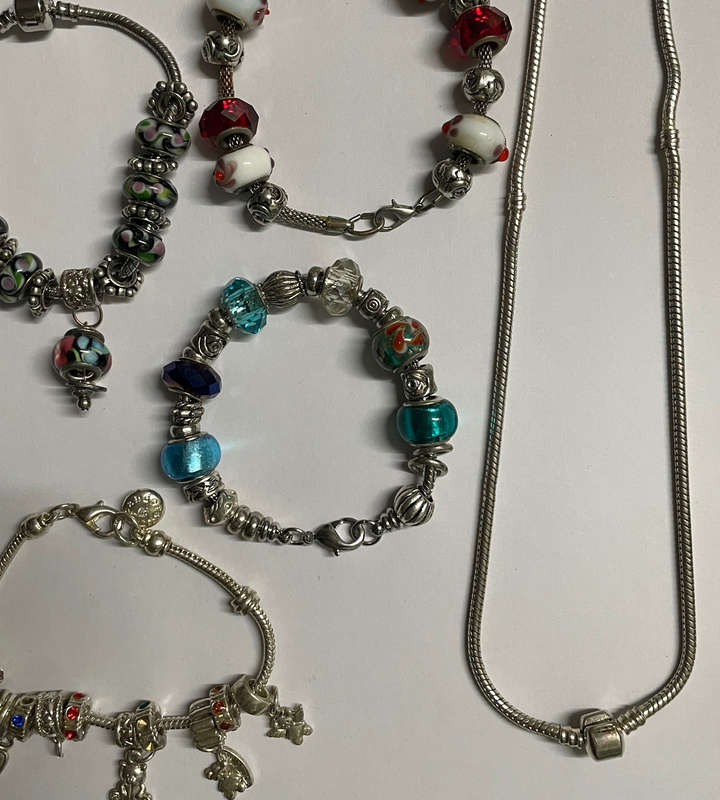 bracelets & necklace with assorted charms - 925 marked