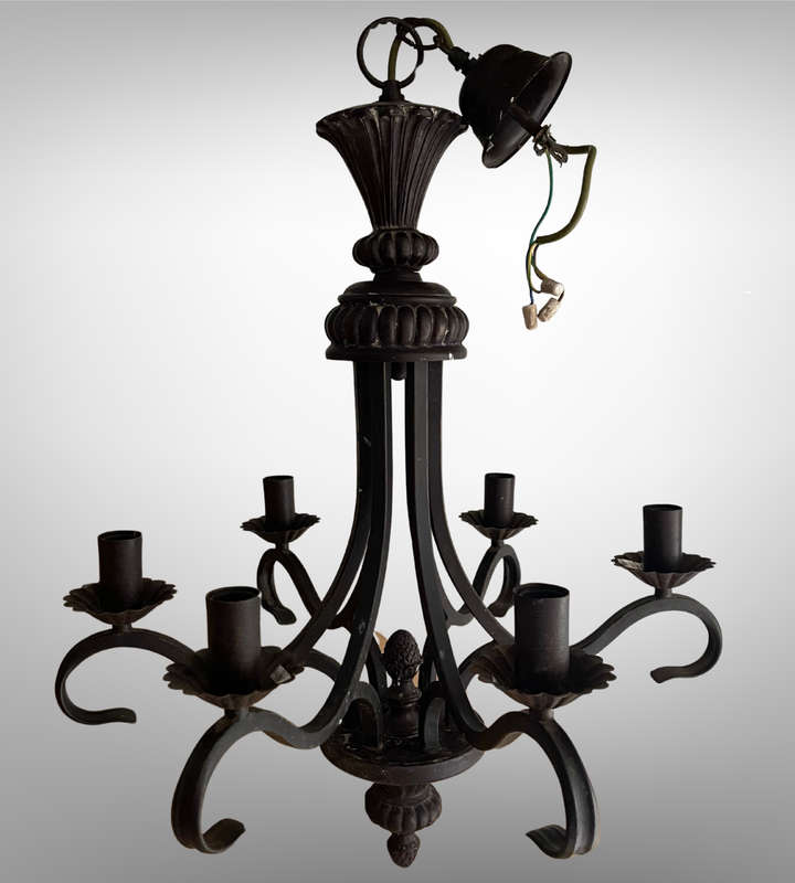 Reserved - Vintage 6-Arm Zebbies Chandelier (ZE-1723OG)  83cm Long  Needs TLC  240V, 60W Max