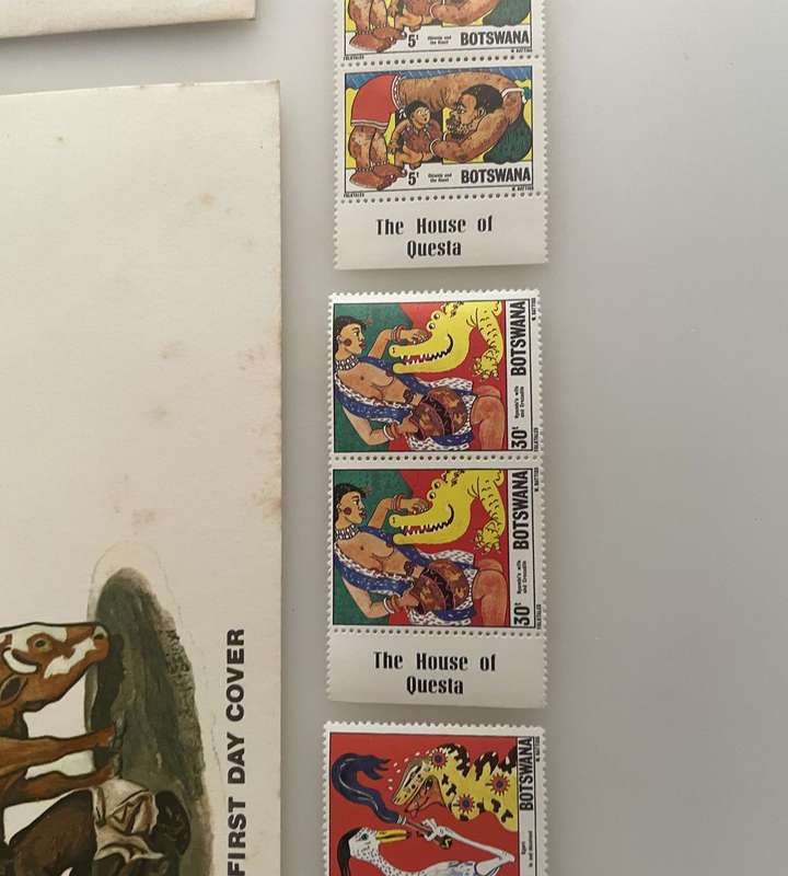 Damaged Botswana First Day Covers Lot (9) + Unused Stamps | 19791983 | Folk Tales, Culture & Histor