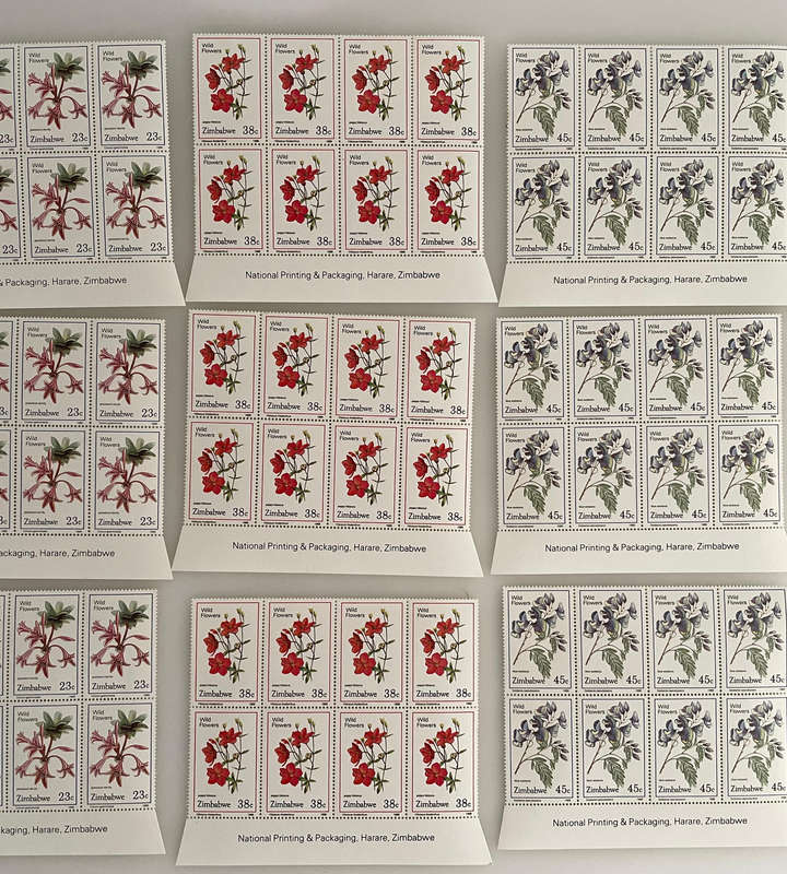 Zimbabwe Wildflower Stamps  1985 & 1989  MNH Blocks & Singles  252 Stamps Total