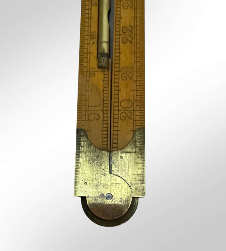 Vintage J. Rabone No. 1190 Boxwood Folding Rule  35 with Protractor Hinge & Spirit Level