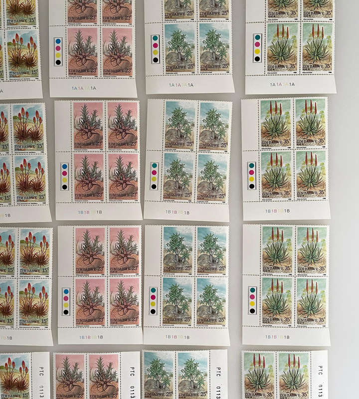 1988 Zimbabwe Aloe Stamp Lot  252 MNH Stamps  With Botanical Names  Blocks & Pairs