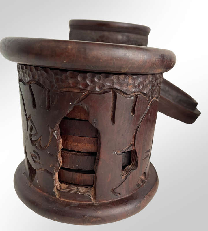 Hand carved Wooden Big 5 & Rhino Bar Set - Ideal for Outdoor Bar/Braai Area
