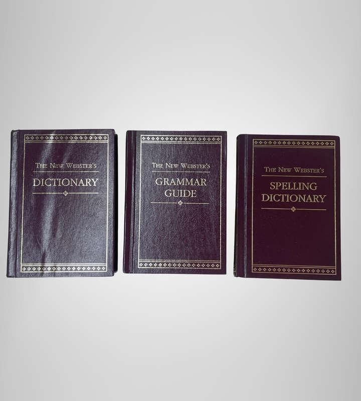 Set of 3 Vintage Mini New Websters Dictionaries  Gold-Edged Pages  Spelling, Grammar & Dictionary