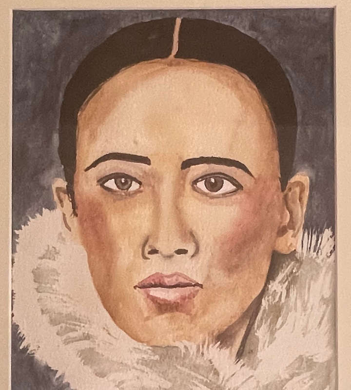 Original Watercolor Portrait of a Lady  Signed Rob 2016  Framed Behind Glass  56.5cm x 45.5cm