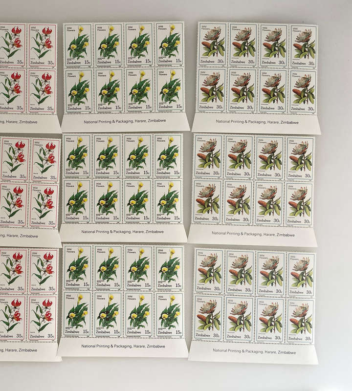 Zimbabwe Wildflower Stamps  1985 & 1989  MNH Blocks & Singles  252 Stamps Total