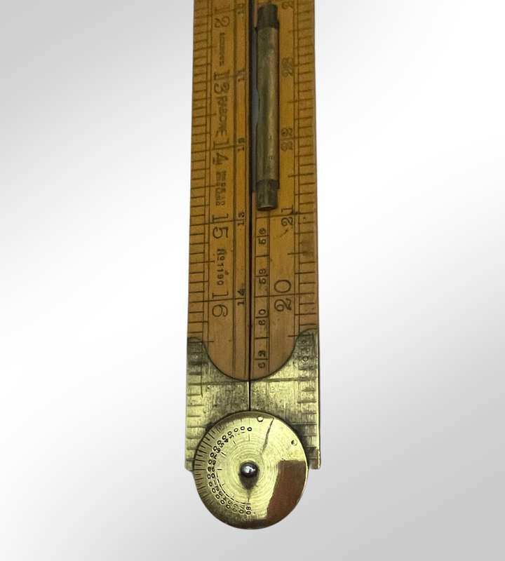 Vintage J. Rabone No. 1190 Boxwood Folding Rule  35 with Protractor Hinge & Spirit Level