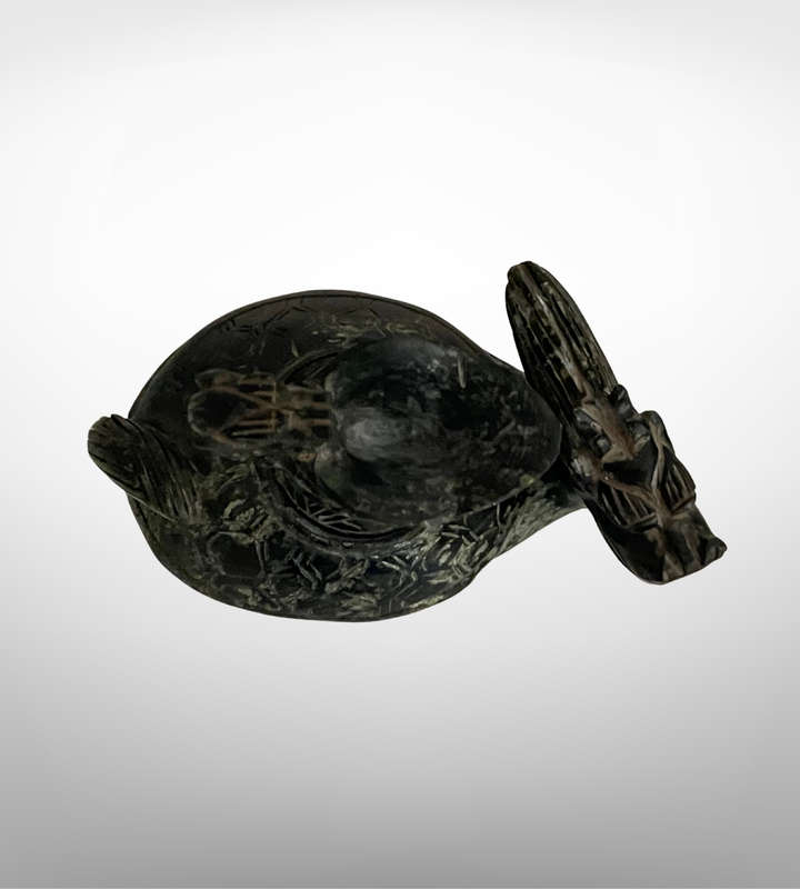 Vintage Hand-Carved Serpentine Incense Burner  Foo Dog & Turtle Design   Repair Detail