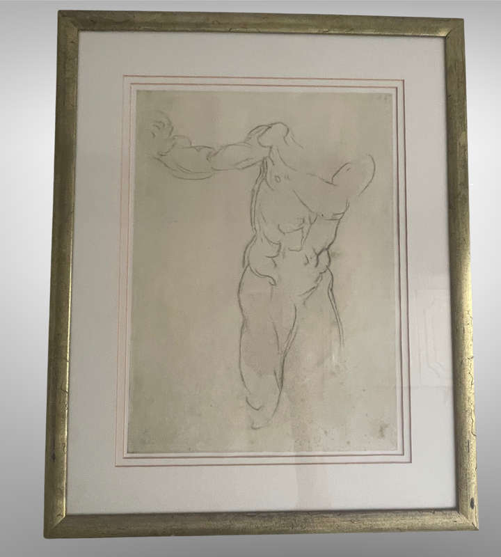 Framed Print - Study for a Masculine Bust by Michelangelo | 38x28cm Artwork | Preowned Frame