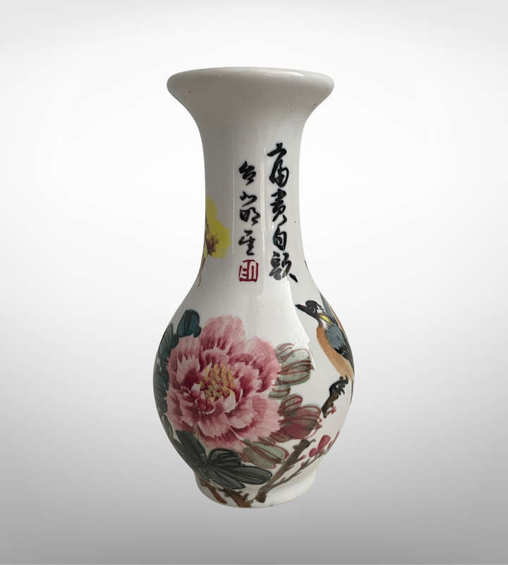 9-Piece Vintage Chinese Vase Collection (1980s-1990s)  Ceramic & Eggshell Porcelain