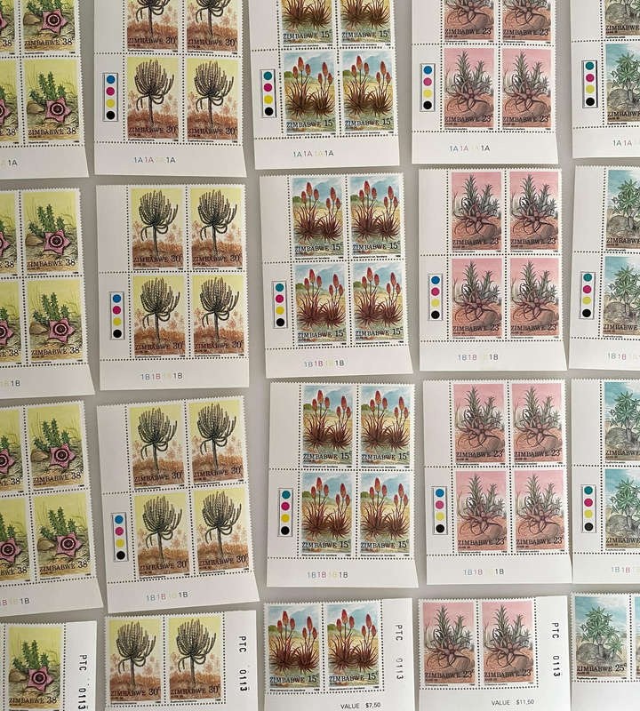 1988 Zimbabwe Aloe Stamp Lot  252 MNH Stamps  With Botanical Names  Blocks & Pairs