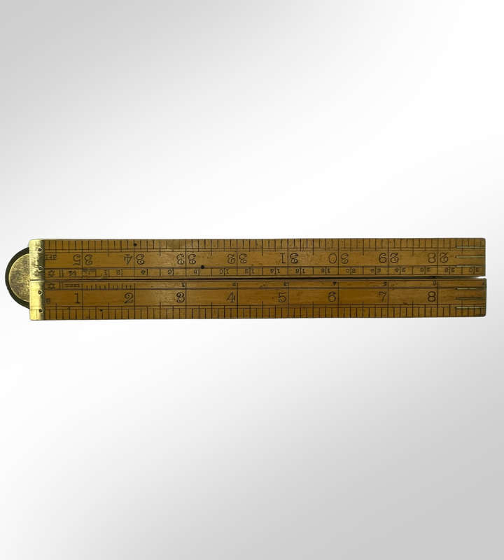 Vintage J. Rabone No. 1190 Boxwood Folding Rule  35 with Protractor Hinge & Spirit Level