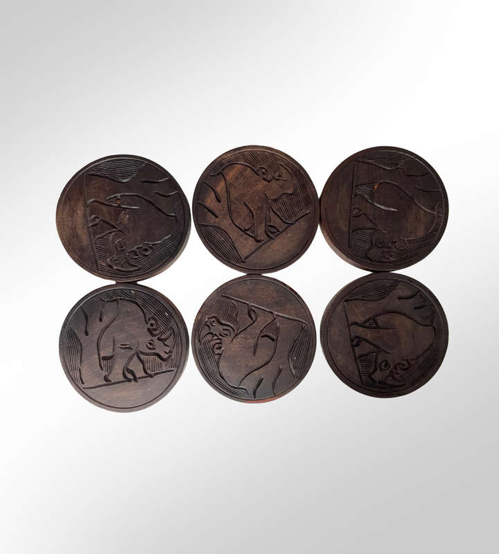 Hand carved Wooden Big 5 & Rhino Bar Set - Ideal for Outdoor Bar/Braai Area