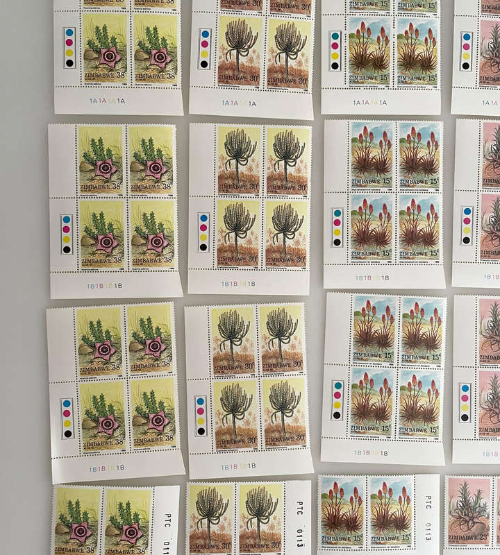 1988 Zimbabwe Aloe Stamp Lot  252 MNH Stamps  With Botanical Names  Blocks & Pairs