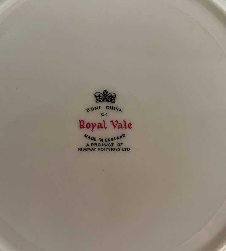 Vintage Royal Vale 21-Piece Bone China Tea Set  Blue Floral, Ridgway Potteries 1962