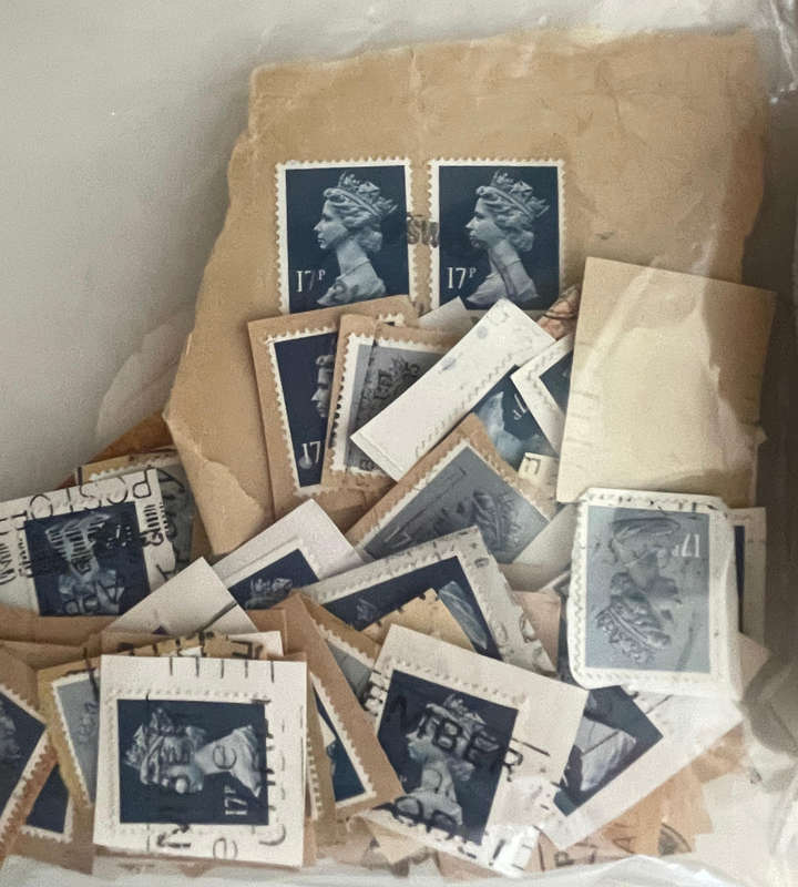 Massive Bulk Lot of UK Machin Definitive Stamps  Thousands on Paper  Lifetime Collection