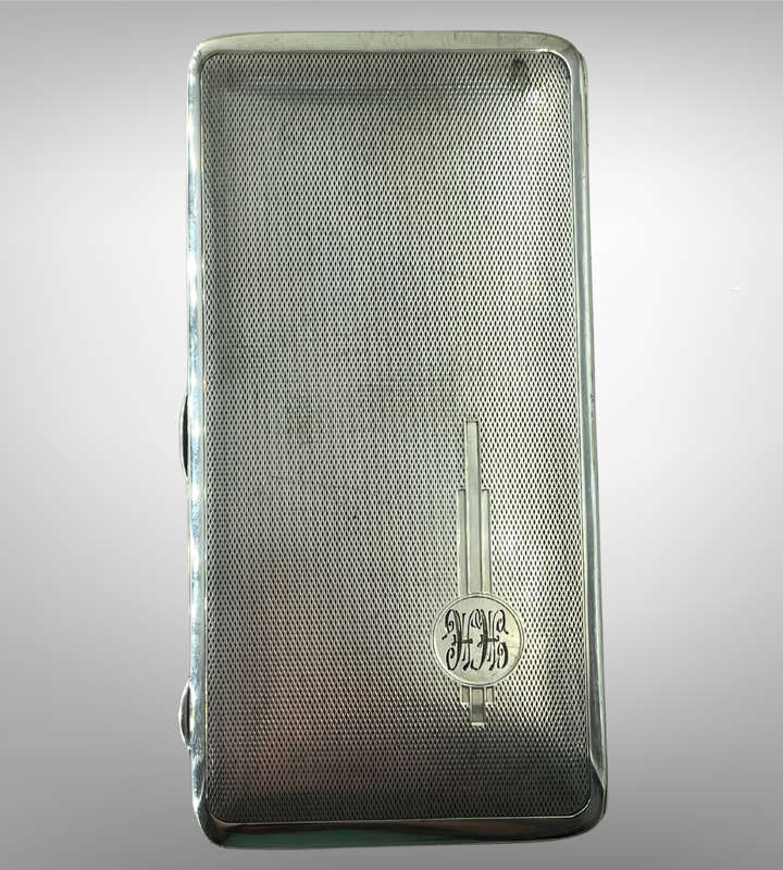 1930s Silver-Plated Cigarette Case  EPNS, Made in England, Monogrammed "HH"
