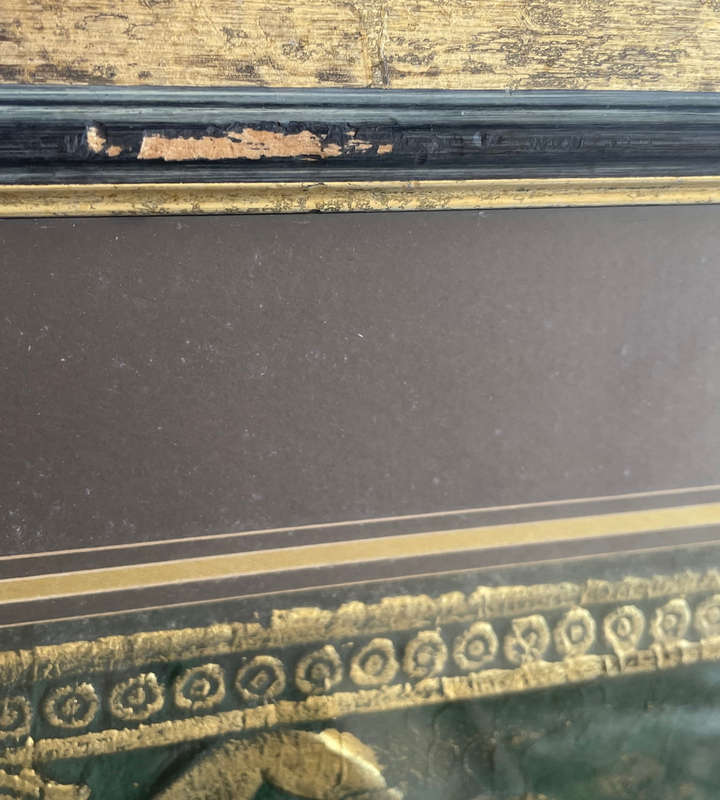 Reserve - Framed Thai Temple Rubbing Art  1980s Gold on Black Relief (78cm x 60cm)  Needs Cleaning