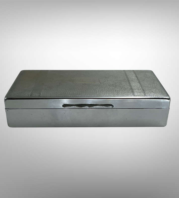 Vintage 1960s70s Aristocrat Cigarette Box  Cedarwood Lined, Chromium Plate, Made in England