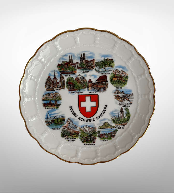 1970s Suisse Schweiz Svizzera Switzerland Souvenir Collector Plate  E&A Böckling Neudenau, 19.5cm