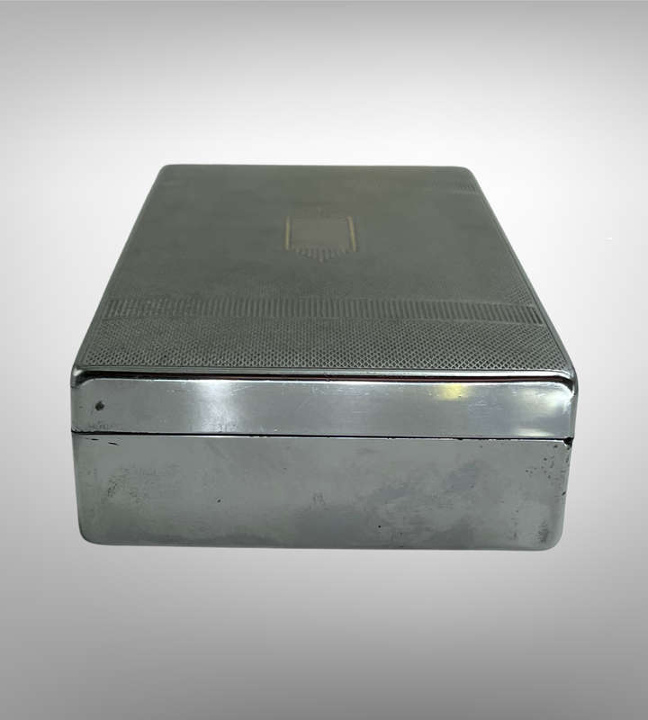 Vintage 1960s70s Aristocrat Cigarette Box  Cedarwood Lined, Chromium Plate, Made in England