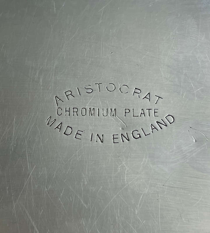 Vintage 1960s70s Aristocrat Cigarette Box  Cedarwood Lined, Chromium Plate, Made in England