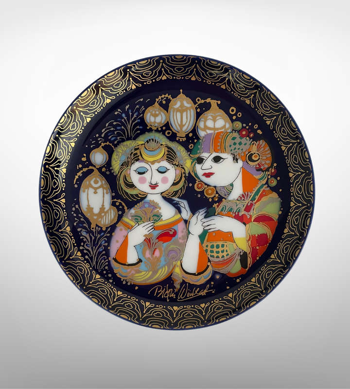 Small 16cm Rosenthal Studio Line Bjorn Wiinblad Plate  Aladin Heiratet Die Schöne Sultan (1980s)